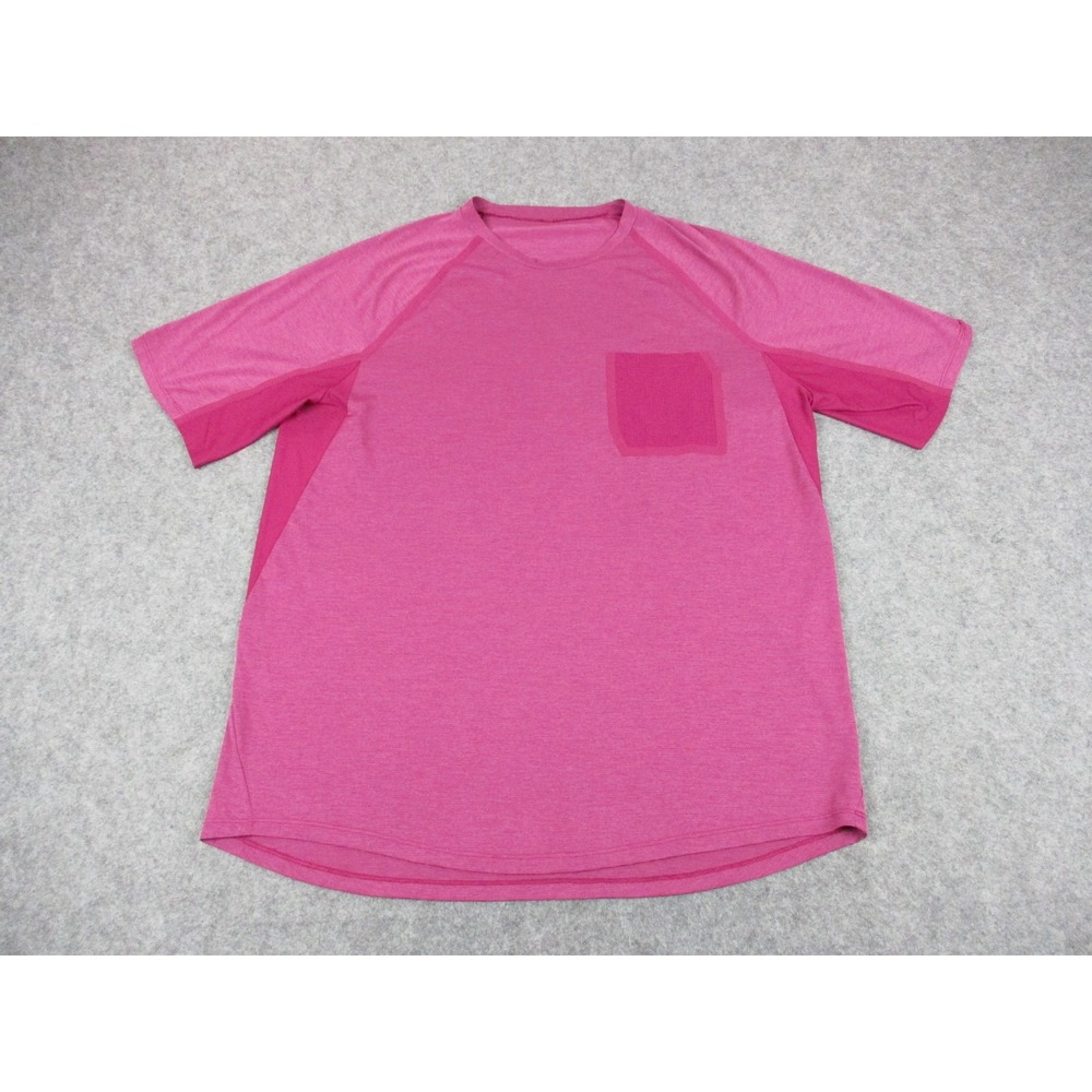 Lululemon Shirt Mens Large Pink Breathelight Mesh Hiking Short Sleeve Workout